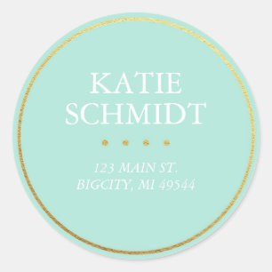 Teal Return Address Label with Faux Gold Foil