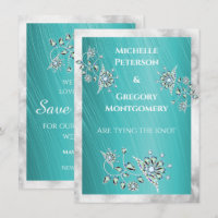 Teal Rhinestone Jewel Marble Border