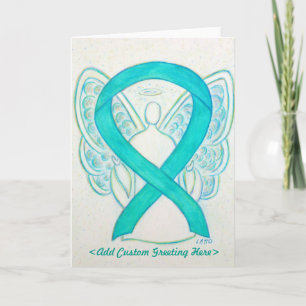 Teal Ribbon Angel Greeting Card