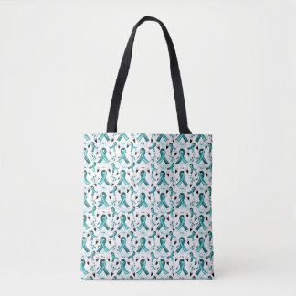 Teal Ribbon Awareness Seamless Pattern Tote Bag