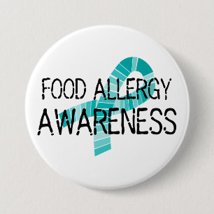 Teal Ribbon Food Allergy Awareness Shades of Teal 3 Inch Round Button