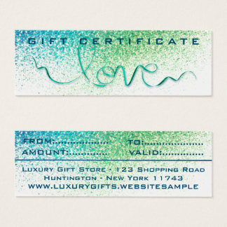 Teal Ribbon & Glitter Love Sparkle Blue Modern