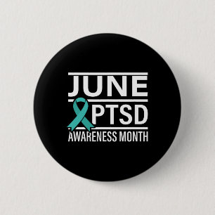 Teal Ribbon June PTSD Awareness Month 2 Inch Round Button