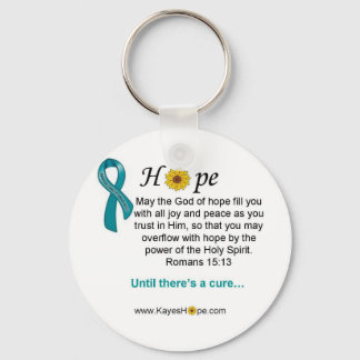 Teal Ribbon Ovarian Cancer Hope Keychain