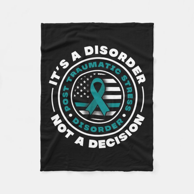 Teal Ribbon Post Traumatic Stress Disorder Awarene Fleece Blanket (Front)