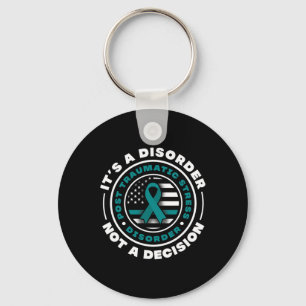 Teal Ribbon Post Traumatic Stress Disorder Awarene Keychain