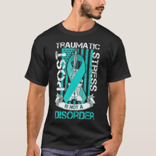 Teal Ribbon Post Traumatic Stress Flag Ptsd Awaren T-Shirt