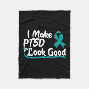 Teal Ribbon - Posttraumatic Stress Disorder Awaren Fleece Blanket