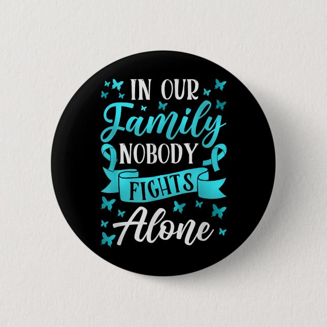 Teal Ribbon Ptsd Posttraumatic Stress Anxiety 2 Inch Round Button (Front)