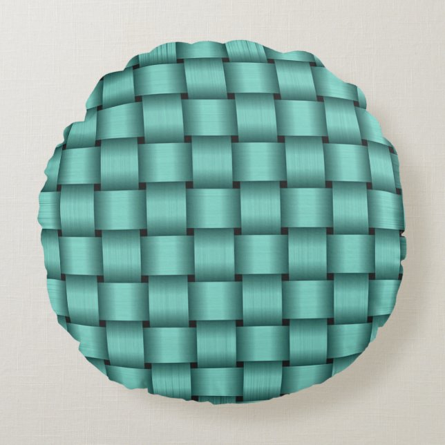 Teal Ribbon Round Pillow (Front)