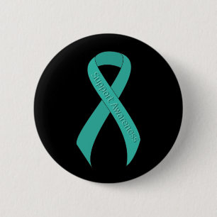 Teal Ribbon Support Awareness 2 Inch Round Button
