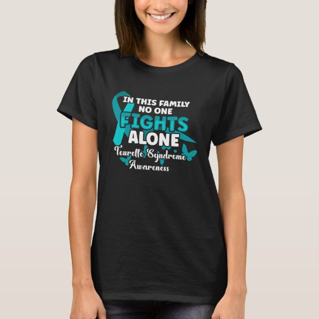Teal Ribbon Tourette Syndrome Awareness Fighter Wa T-Shirt (Front)