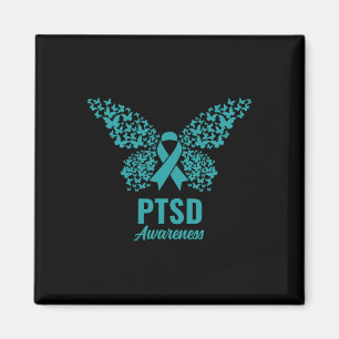 Teal Ribbon With Butterflies- Ptsd Awareness Magnet