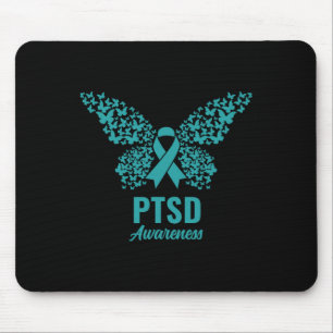 Teal Ribbon With Butterflies- Ptsd Awareness Mouse Pad
