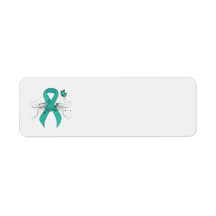 Teal Ribbon with Butterfly