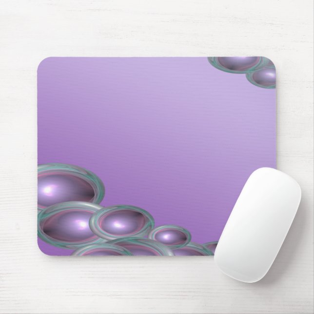Teal Ringed Purple Bubble Abstract Mouse Pad (With Mouse)