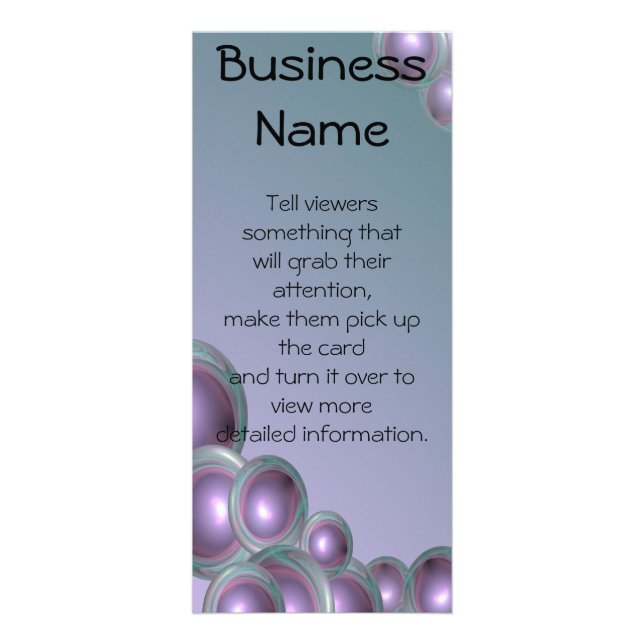 Teal Ringed Purple Bubble Abstract Rack Card (Front)