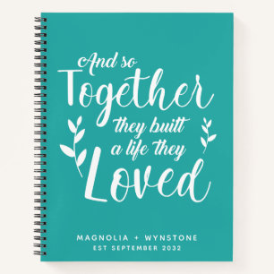 Teal Romantic Saying Couple's Scrapbook Notebook