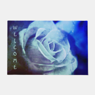 Teal Rose Door Mat