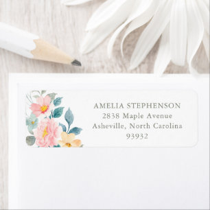 Teal Rose Pastel Aquarelle Florale Adresse de Reto