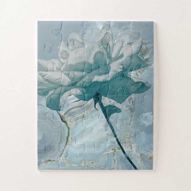 Teal Rose Puzzle (Vertical)