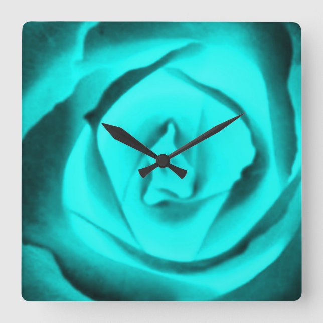 Teal Rose Wall Clock (Front)