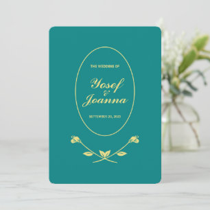 Teal Rose Wedding Invitation