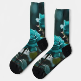 Teal Roses Socks