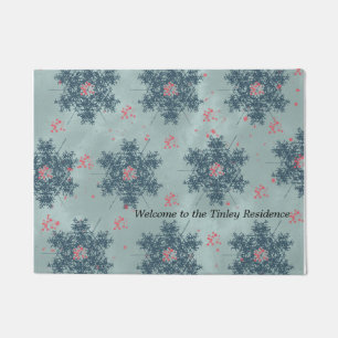 Teal Rough Snowflake Doormat Design
