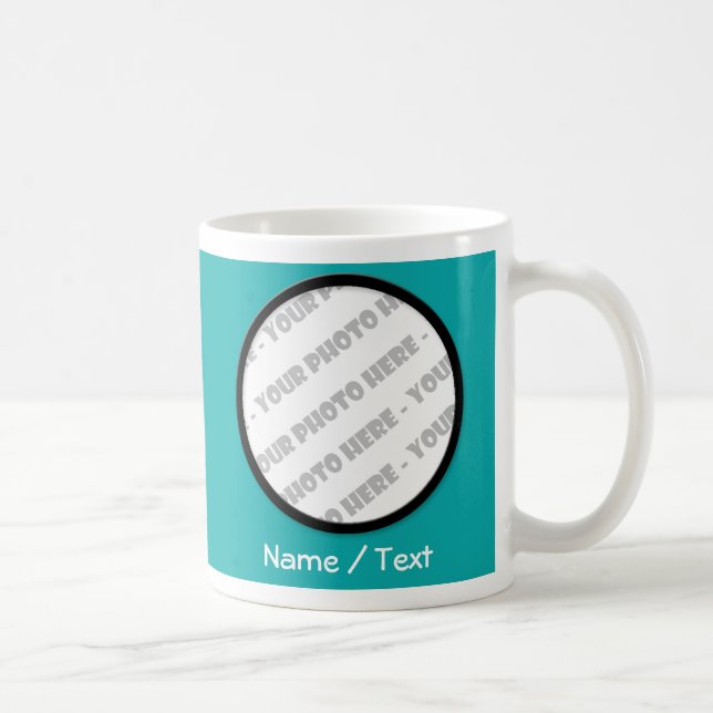Teal Round Photo & Text Mug - Create Your Own (Right)