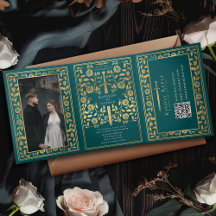 Teal Royal Medieval Sword Wedding QR Code