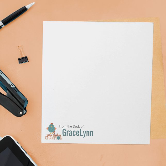 Teal & Rust Yarn Chicken Champion Notepad (Creator Uploaded)