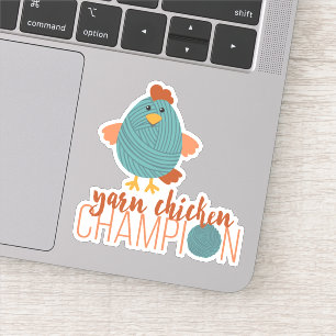 Teal & Rust Yarn Chicken Champion Stickers