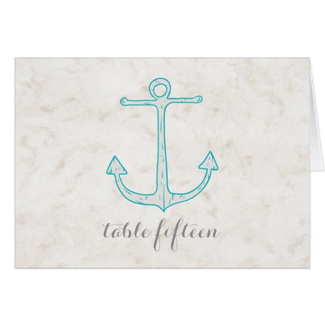 Teal Rustic Anchor Wedding Table Number (Front Horizontal)