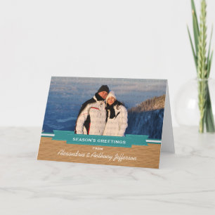 Teal Rustic Banner Photo Greeting Card