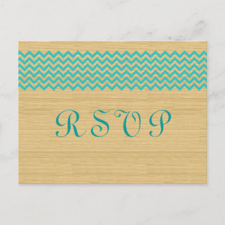 Teal Rustic Chevron RSVP Postcard