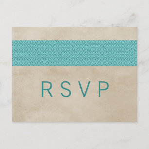 Teal Rustic Damask RSVP Postcard