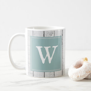 Teal Rustic Monogram Mug