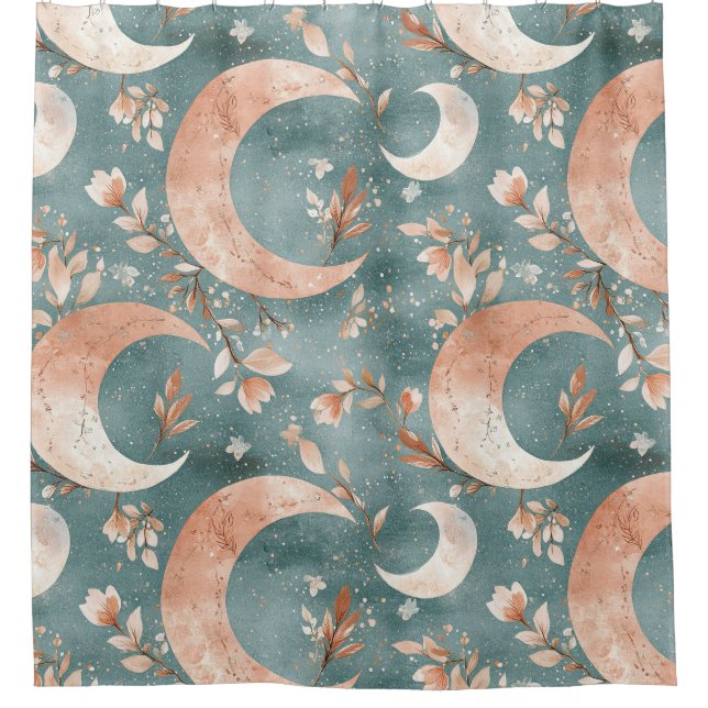 Teal Sage Celestial Crescent Moon Floral (Front)