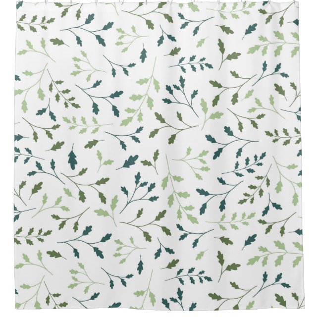Teal Sage Green Botanical Leaves Pattern (Front)