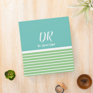 Teal & Sage navy Stripes special subject Binder