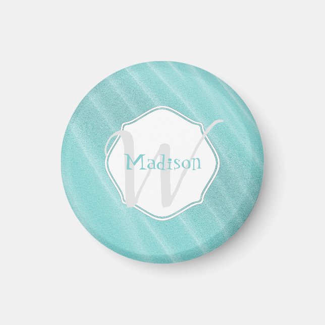 Teal Sand Ripples Personalized Magnet (Front)