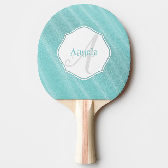 Teal Sand Ripples Personalized Ping Pong Paddle (Front)