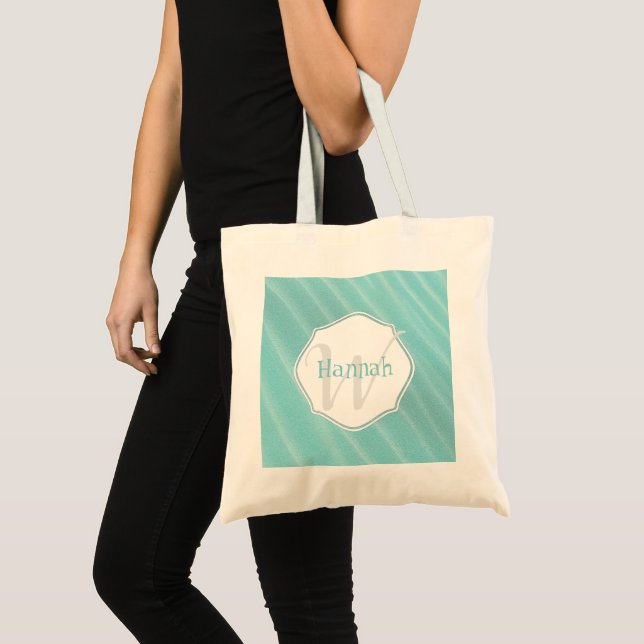 Teal Sand Ripples Personalized Tote Bag (Front (Product))