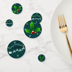 Teal Santa's Sleigh and Reindeer Table Confetti