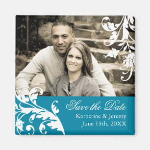 Teal Save the Date Wedding Magnet
