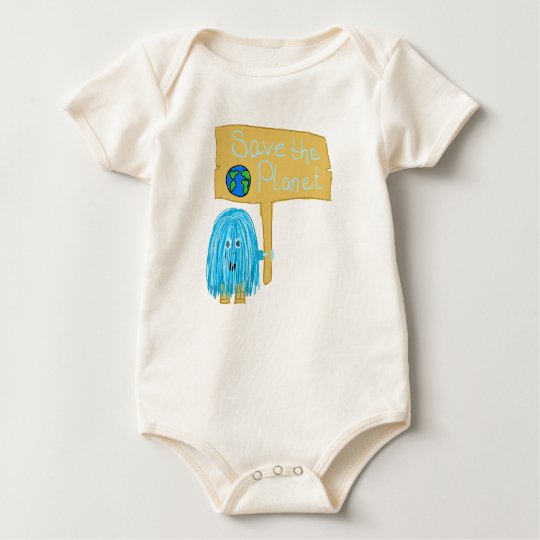 Teal Save The Planet Baby Bodysuit
