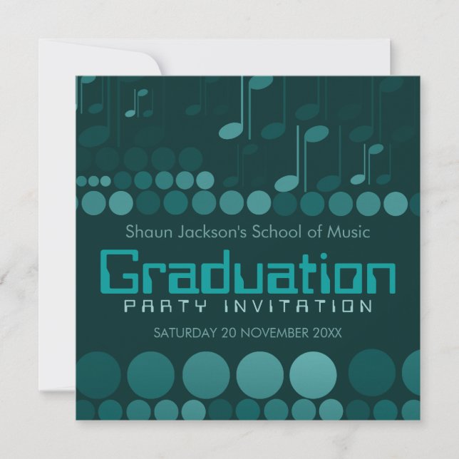 Teal School of Music Graduation Invitation (Front)