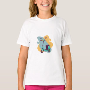 Teal Scooter Adventure Ride Kids T-Shirt