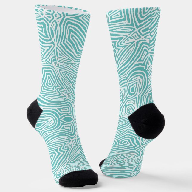 Teal Scribble Socks (Angled)